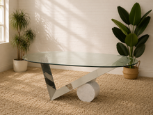 Italian Large Oval Table Cattellan Black Marble Steel and Crystal