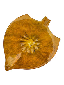 Bright Orange Leaf Shaped Murano Bowl