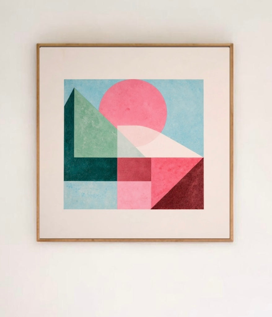 Geometry at Dusk, Rose Sun Composition, and Quiet Modernism