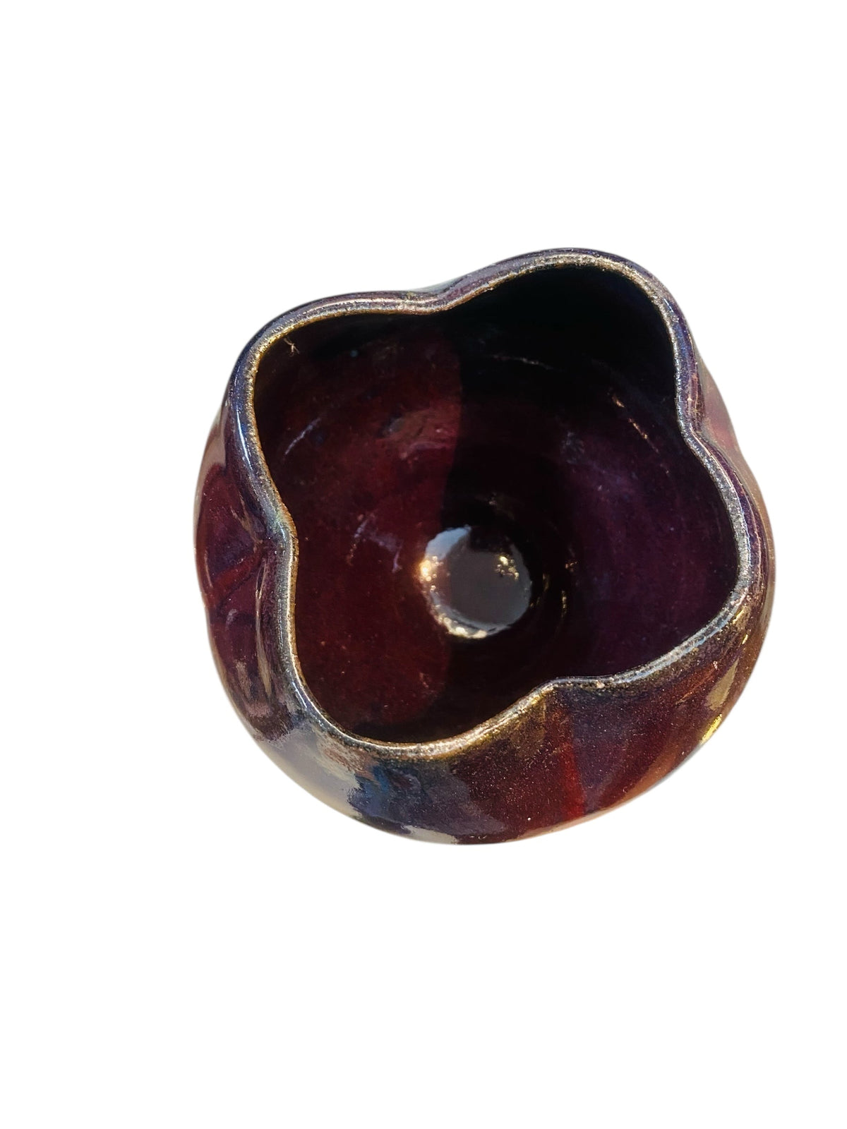 Scalloped Purple Pottery Bowl