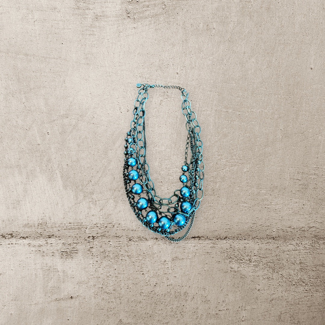 Multi-Layer Gun Metal Grey Chain Necklace