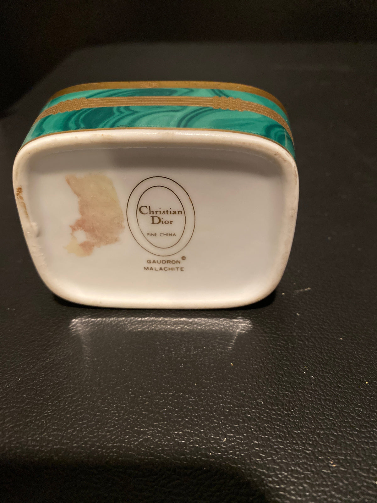 Vintage Christian Dior Faux Malachite Decorative Box