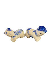 Pair of Blue and White Figures Chopstick Rests