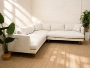 Modern Cream Tweed L-Shaped Sectional Sofa with Chaise