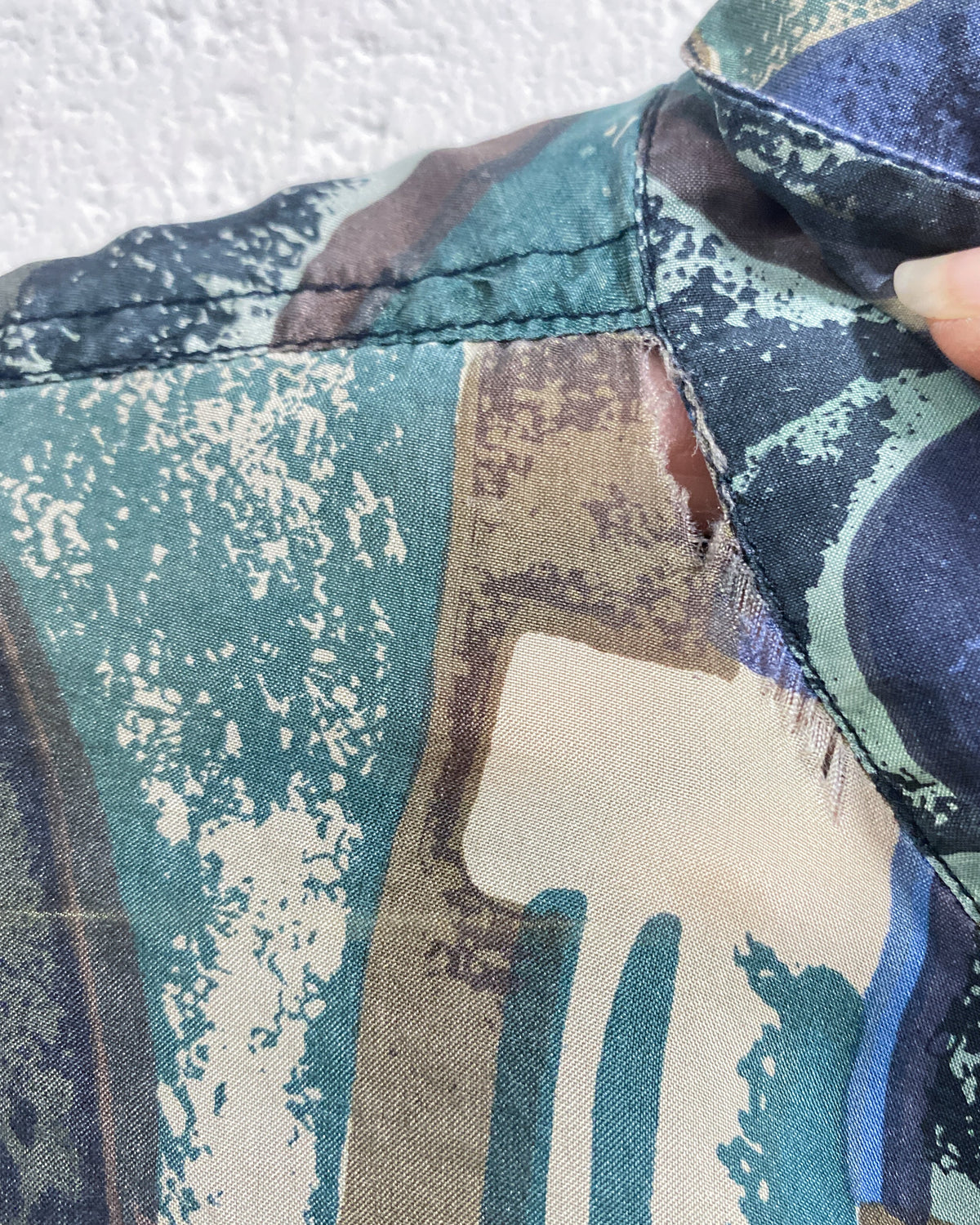 Vintage Graphic Silk Button Up - As Found (S)