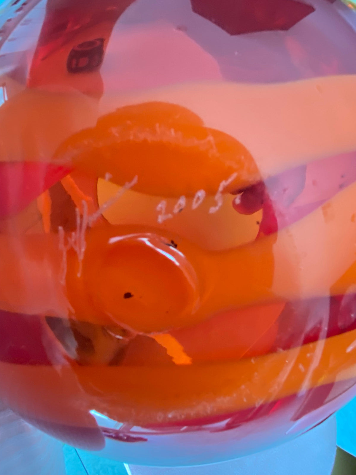 Signed Studio Creamsicle Orange Hand Blown Glass Bowl