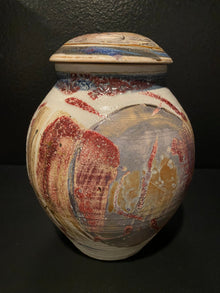 Large Porcelain Red Oxide and Gray Blue Ginger Jar