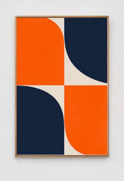 Quarter Turn Geometric Abstract Art in Orange Navy