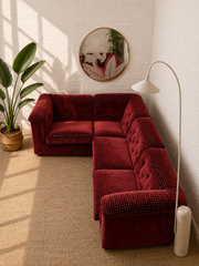 1970’s Italian Original Zanotta 4 Piece Modular Sofa Reupholstered in Checkered Velvet