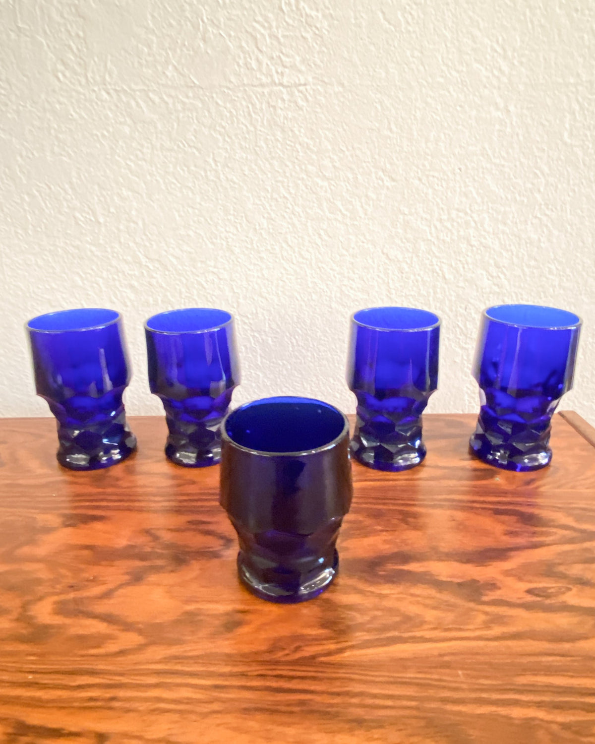 Vintage Viking Georgian Cobalt Blue Glasses - Set of 5