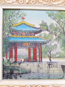 Small Intricate Asian Silk Textile of a Landscape