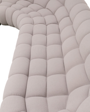 Grey Sculptural Channel-Tufted Curved Modular Sectional Sofa