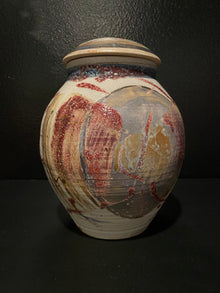 Large Porcelain Red Oxide and Gray Blue Ginger Jar