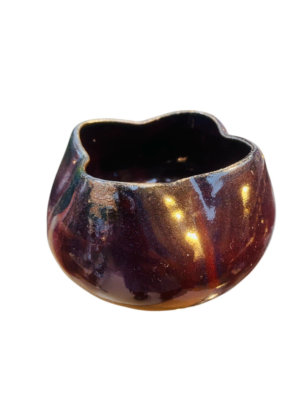 Scalloped Purple Pottery Bowl