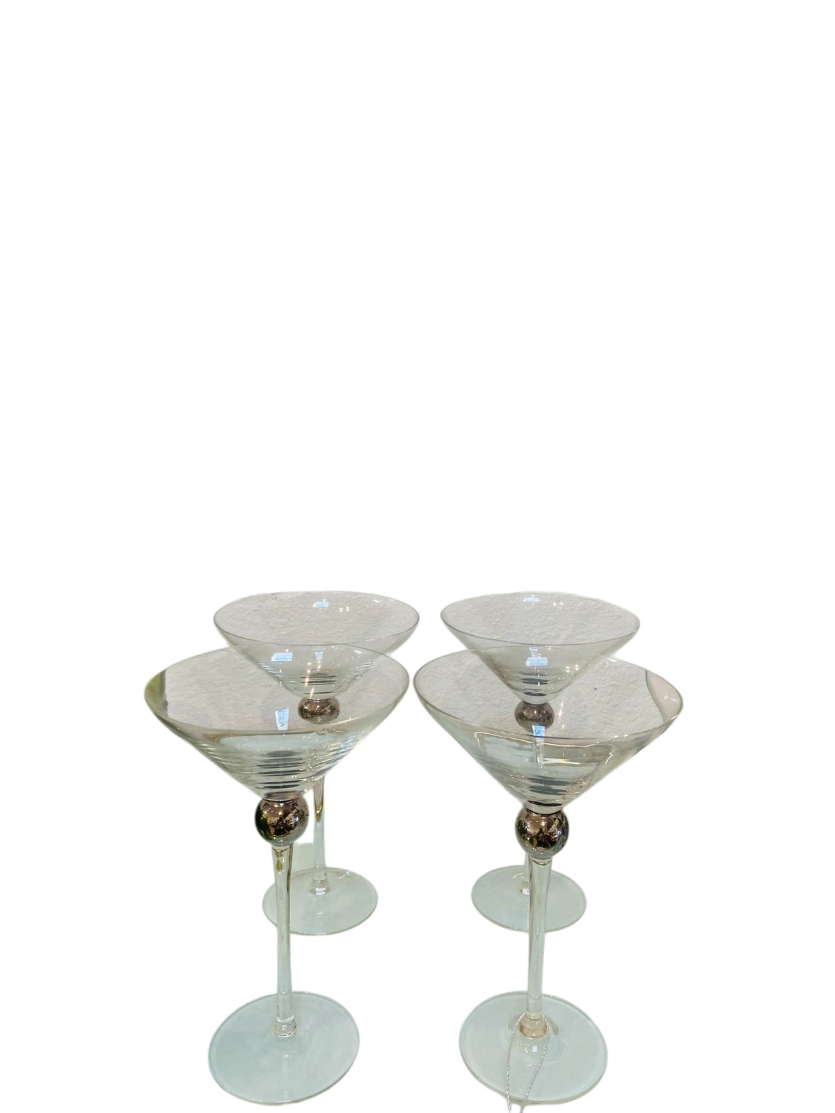 Classic Long Stem Silver Ball Martini Set of Four