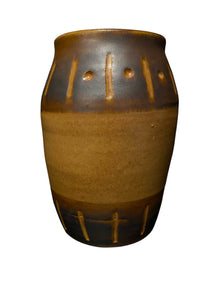Two Tone Fire Glaze Stoneware Pottery Jar