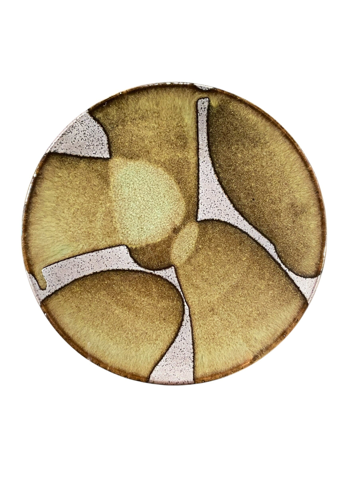 Green Moss Glaze Studio Pottery Round Tray