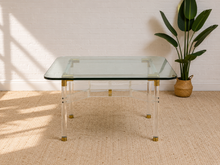Tubular Lucite and Brass Italian Game Table Occasional Table