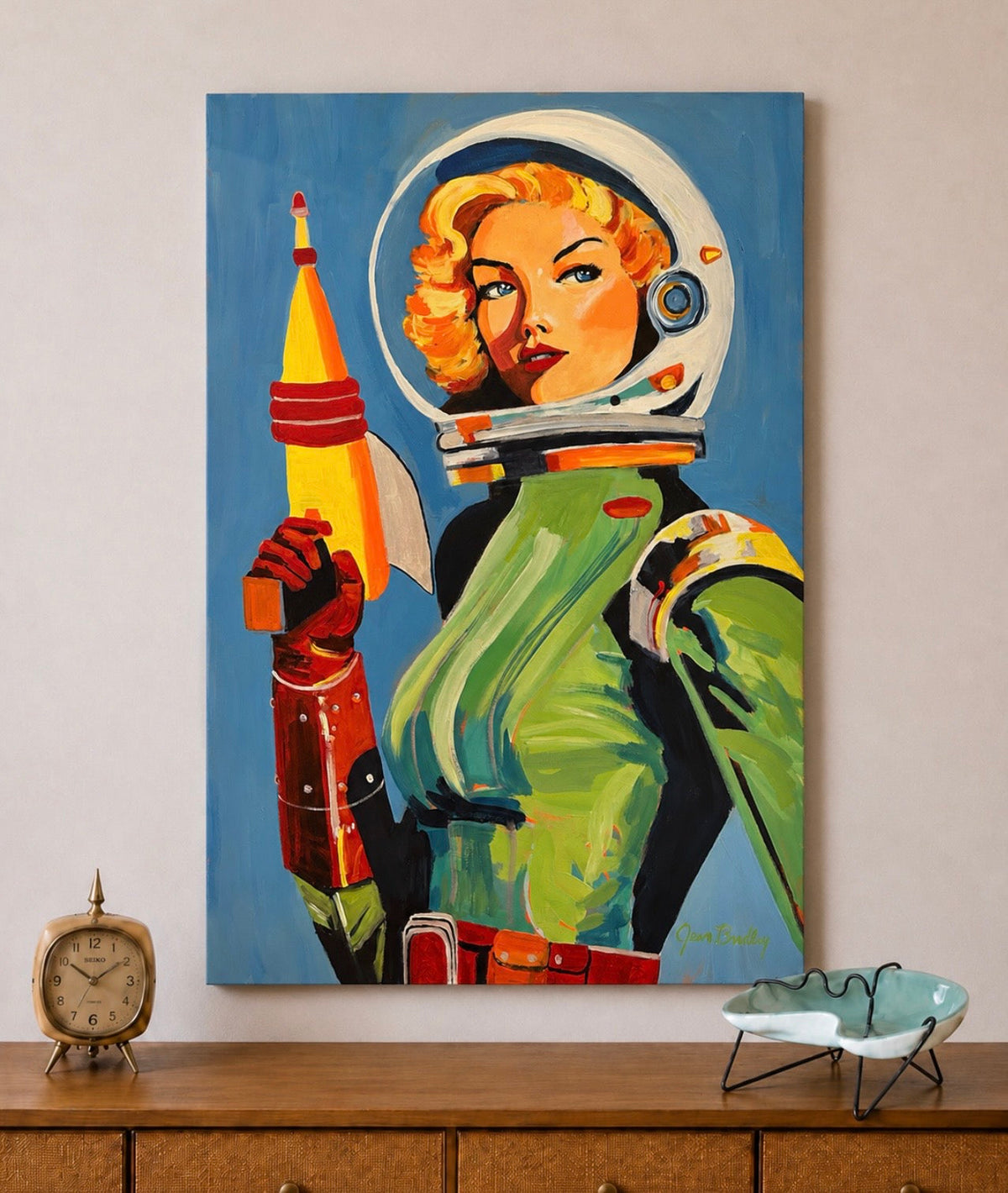 Space Girl #4 Painting by Jean Bradley