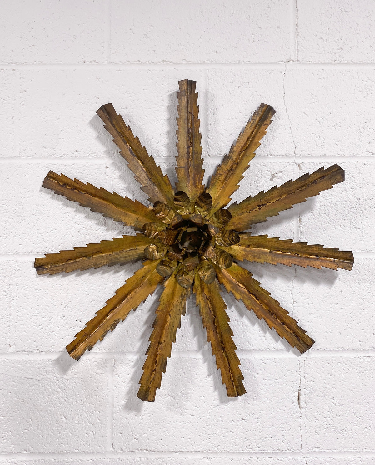 Vintage Gilt Metal Sunburst Wall Hanging