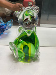 Large Green Somersso Murano Cat