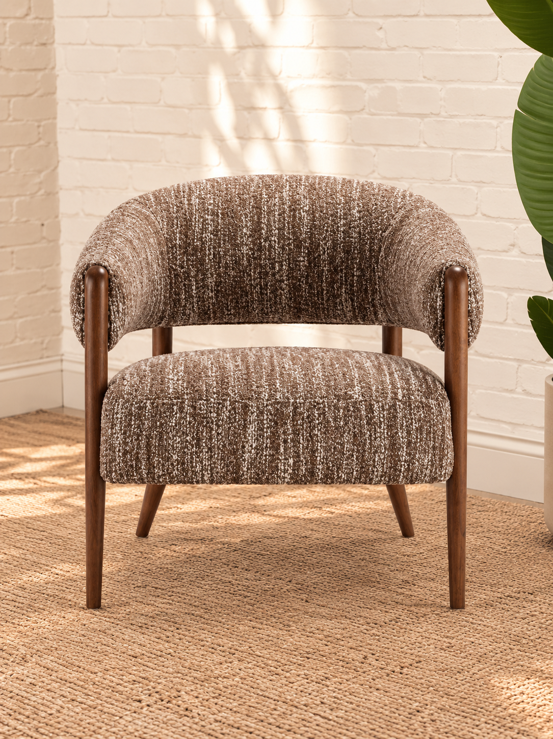 Abby Textured Accent Chair in Mocha