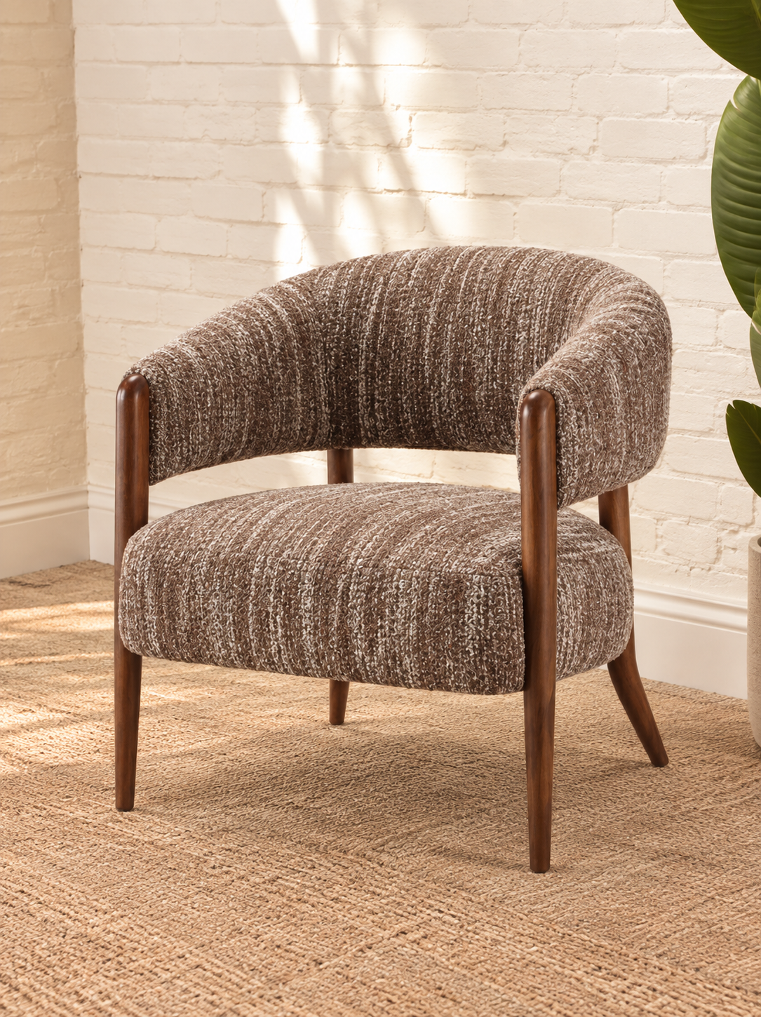 Abby Textured Accent Chair in Mocha