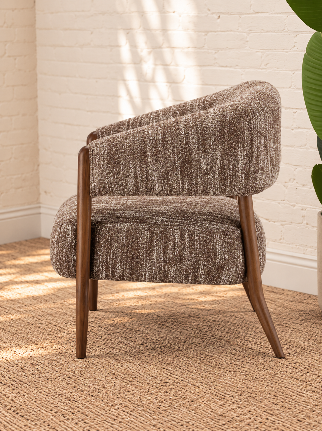 Abby Textured Accent Chair in Mocha