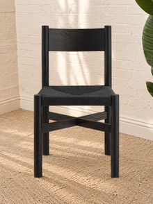 Amelie Woven Oak Dining Chair in Charcoal