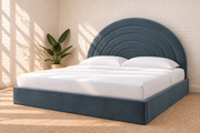 Astrid Velvet Arched King-Size Bed in Slate Blue