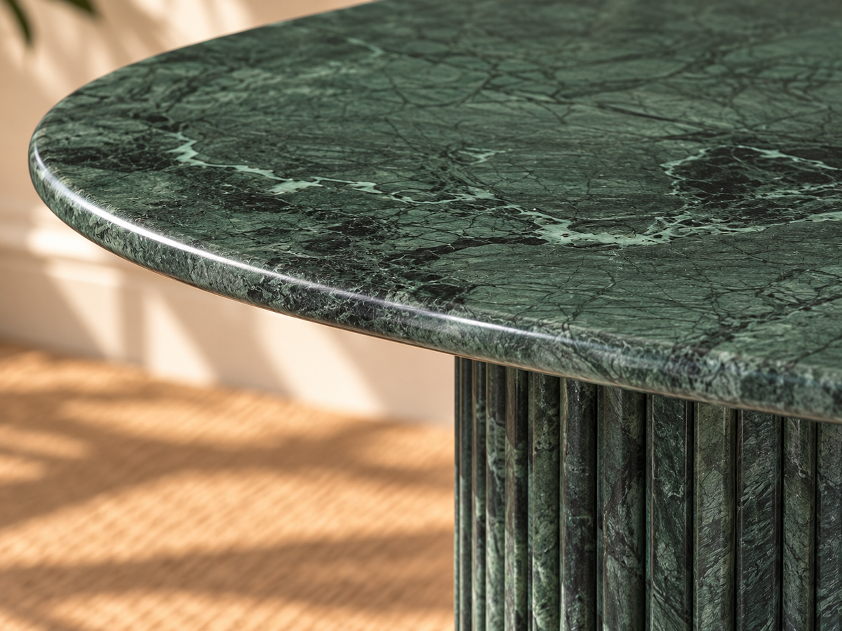 Atley Marble Dining Table in Forest Green