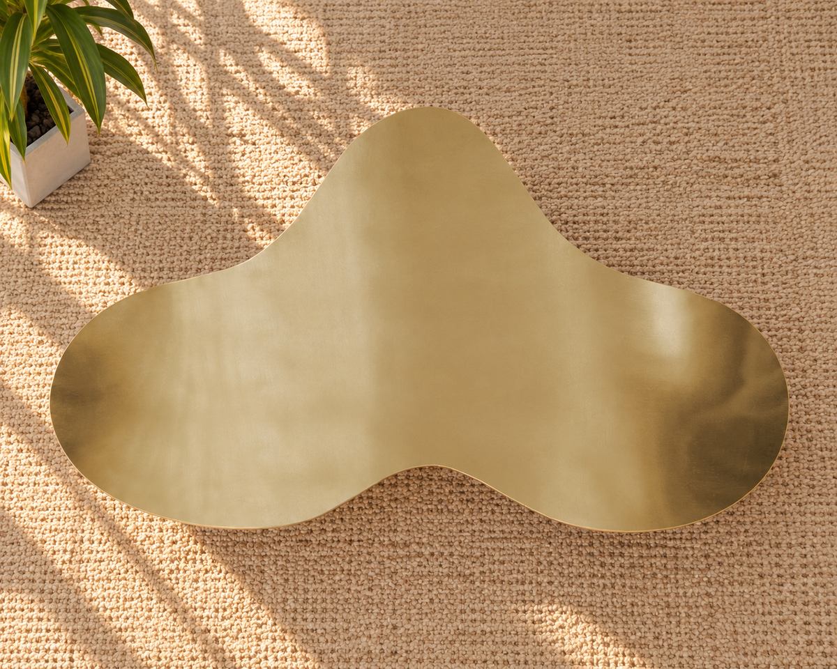 Aurelia Brushed Gold Abstract Sculptural Coffee Table