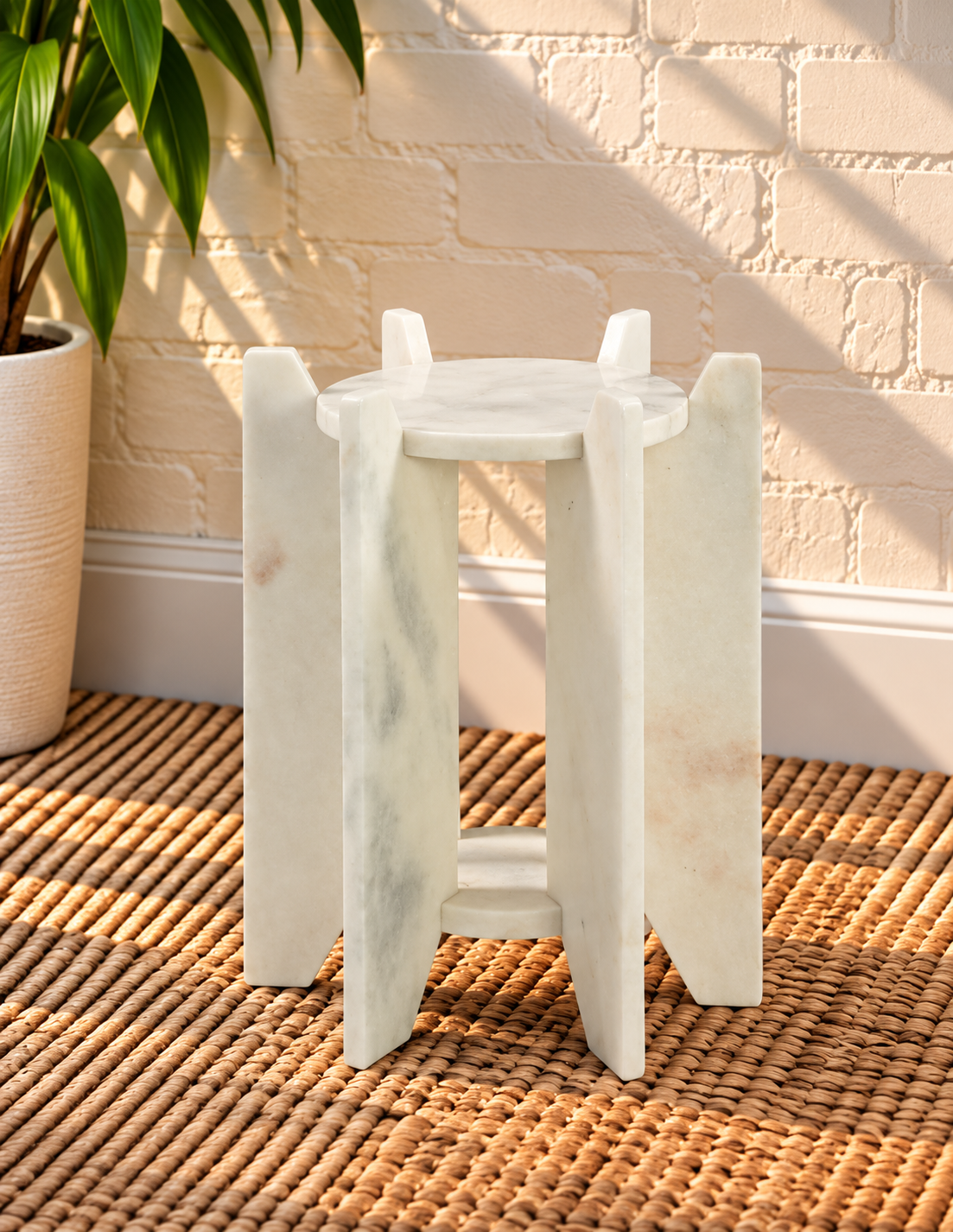 Avila Marble Side Table in Arctic Pearl