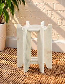 Avila Marble Side Table in Arctic Pearl