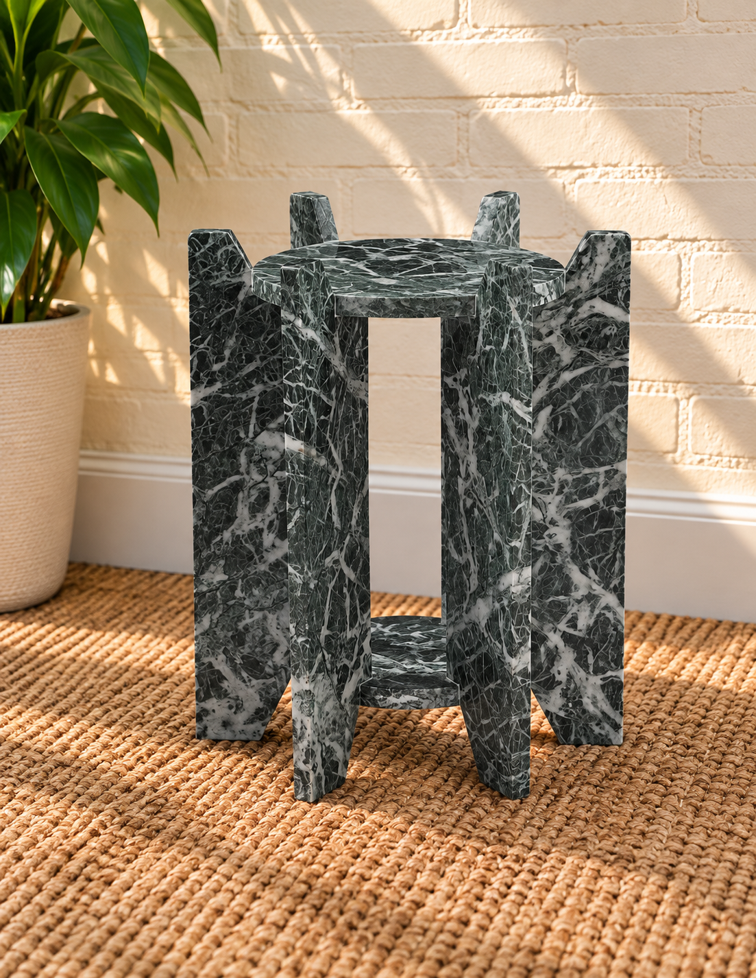 Avila Marble Side Table in Jade Frost