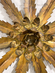 Vintage Gilt Metal Sunburst Wall Hanging