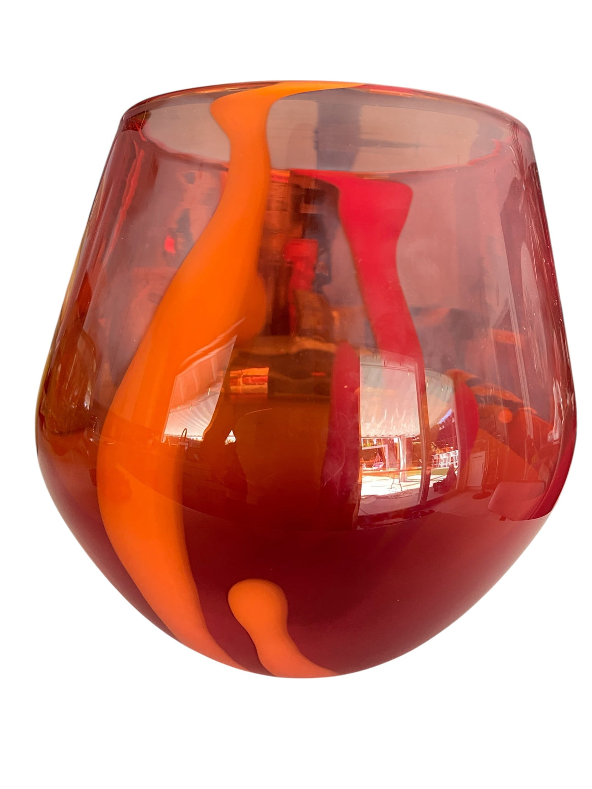 Signed Studio Creamsicle Orange Hand Blown Glass Bowl