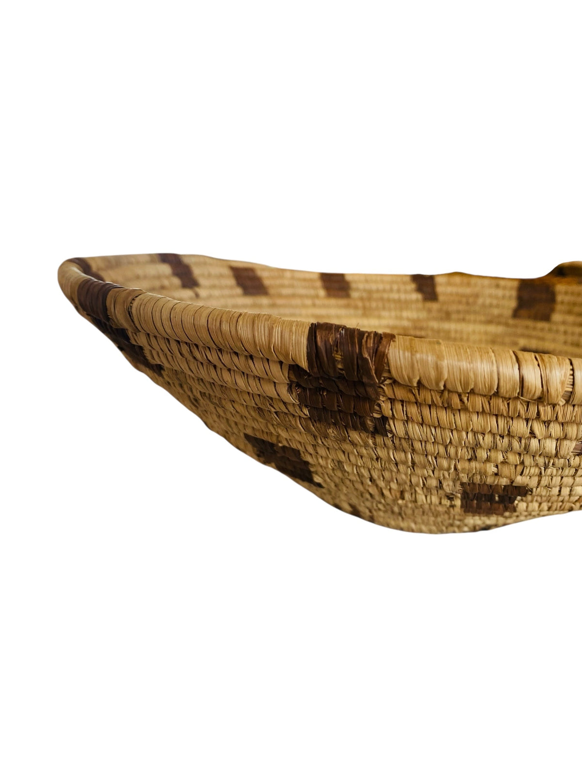 Native American Woven Reed Basket with Rectangles