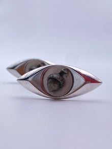 Chrome Eye Shaped Cufflinks with Acorns