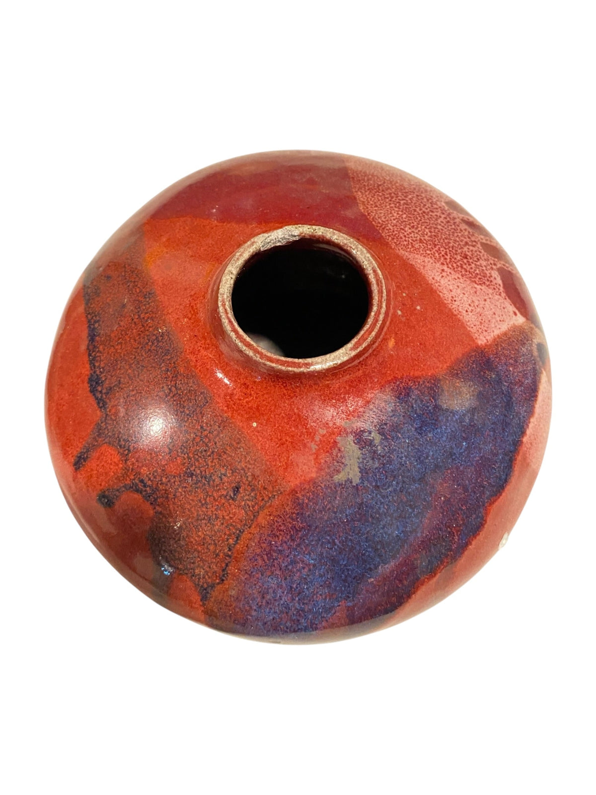 Red Blue Glaze Stoneware Studio Pottery