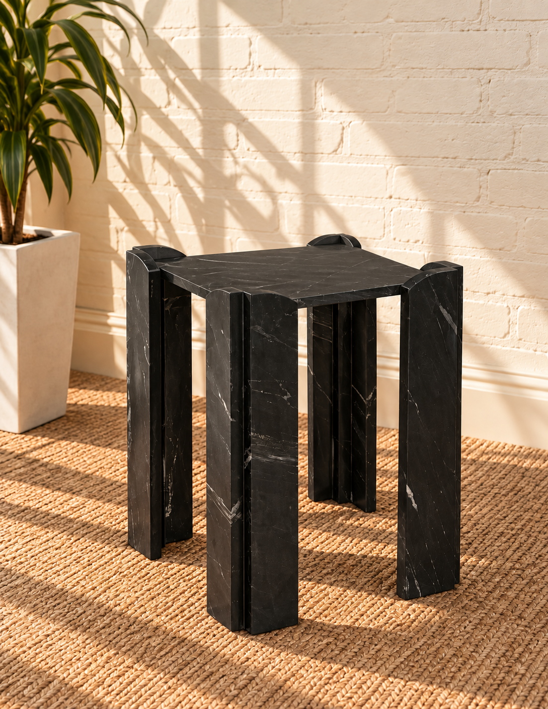 Blythe Marble Side Table in Noir Veil