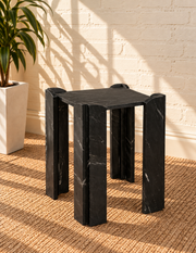 Blythe Marble Side Table in Noir Veil