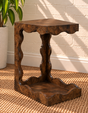 Brinley Sculptural Side Table in Walnut Burl