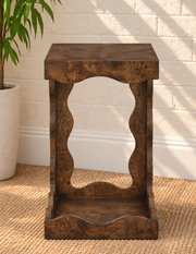 Brinley Sculptural Side Table in Walnut Burl