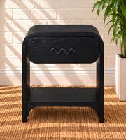 Byron Wood Nightstand with Drawer in Charcoal