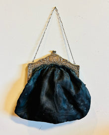 Vintage Victorian Brass & Jeweled Purse Reticule Frame Closure Ornate w/Chain