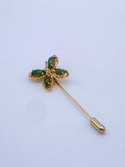 Gold Filled Jade Butterfly Brooch