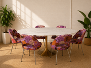 Daisy Modern Oval Marble Dining Table with Brass Tulip Pedestal Base