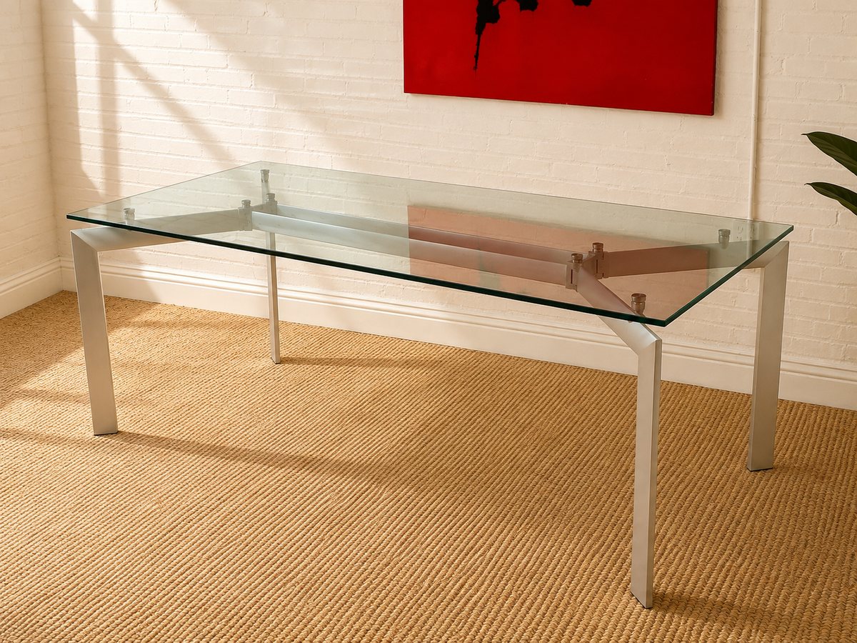 Seccose Mario Hasuike Italian Glass Dining Table with 6 chairs