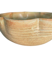 Large Scalloped Yellow Oxide Pottery Bowl